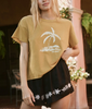 the crop tee honeycomb with island palm graphic