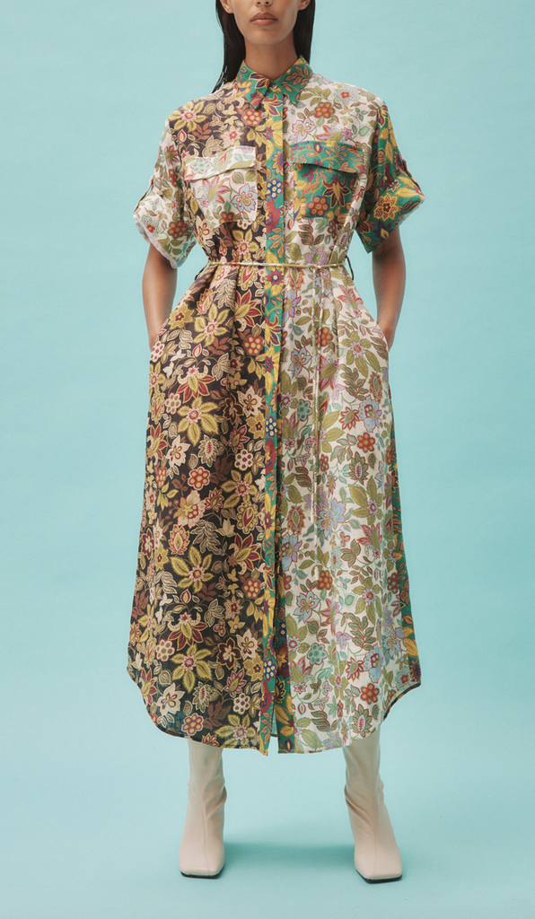 Isabella patchwork shirt dress
