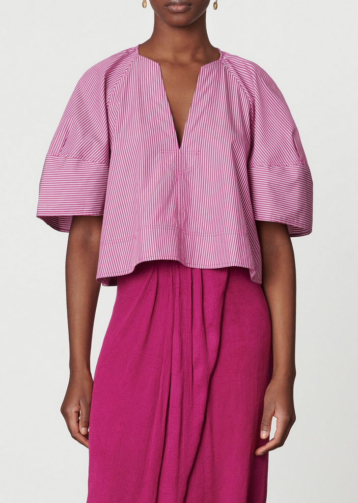 Brook top fuschia stripe