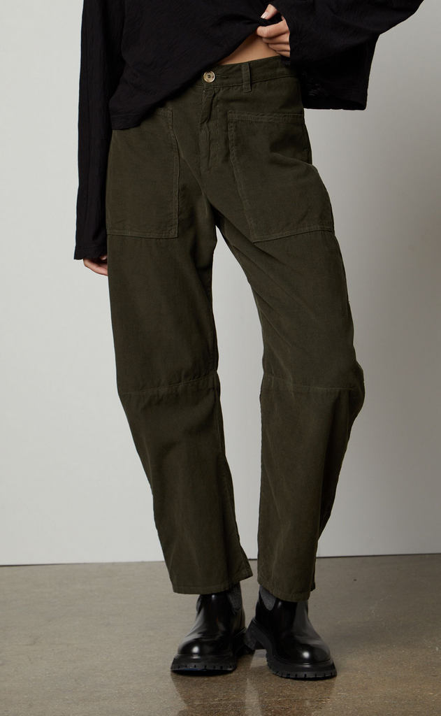Sue corduroys in caper