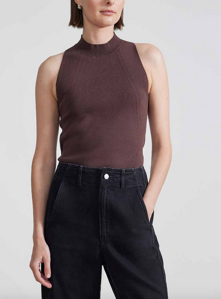 juhana mock neck tank chocolate