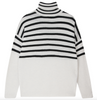 half stripe cashmere roll neck in marble and black
