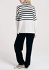 half stripe cashmere roll neck in marble and black