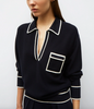 Slick knit shirt with band edge collar in natural night