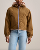 Loud reversible faux fur jacket British khaki and pale pink