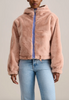 Loud reversible faux fur jacket British khaki and pale pink