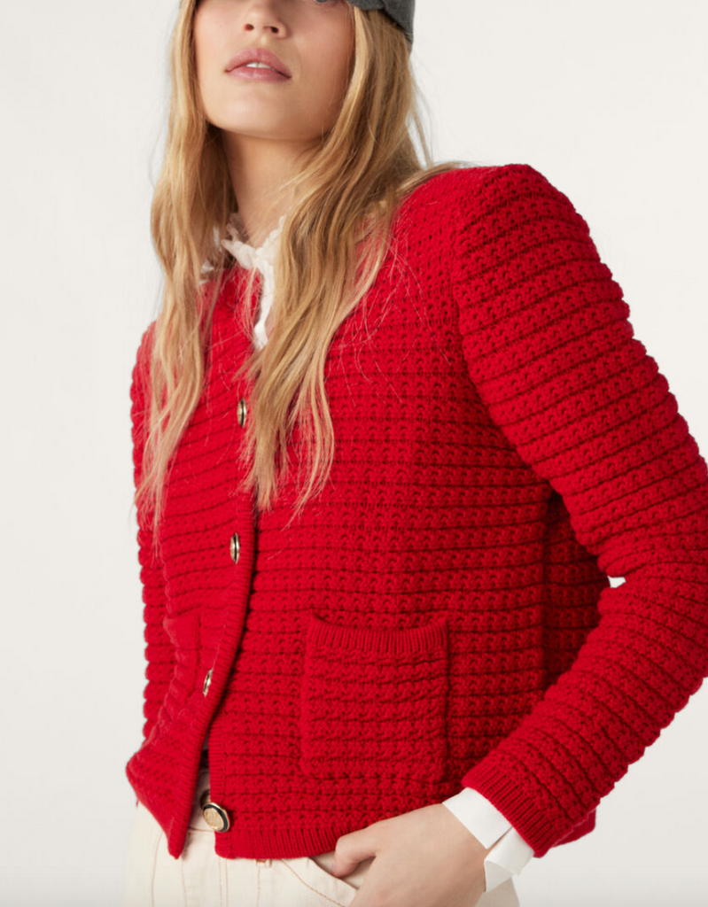 Gaspard knit cardigan red