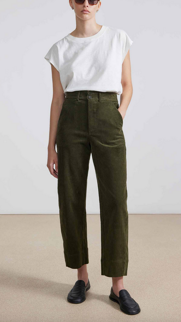 Mari barrel corduroy pant olive
