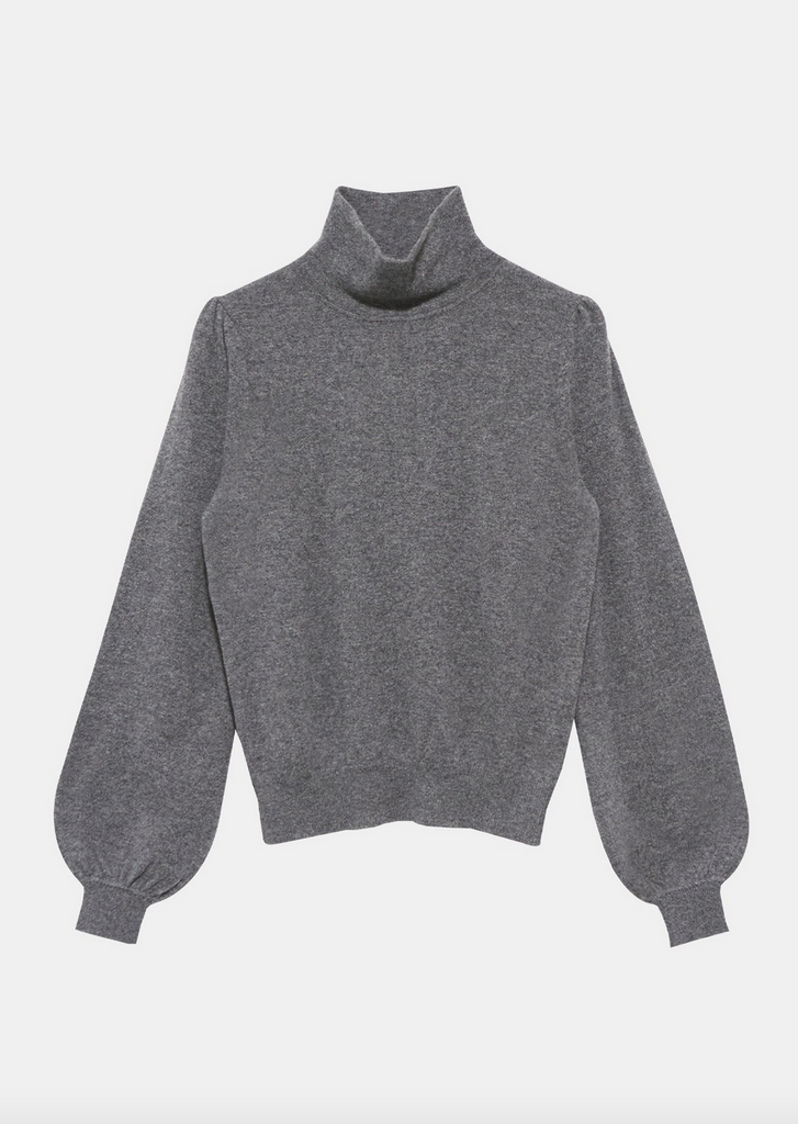 leblanc cashmere turtleneck sweater dark heather grey