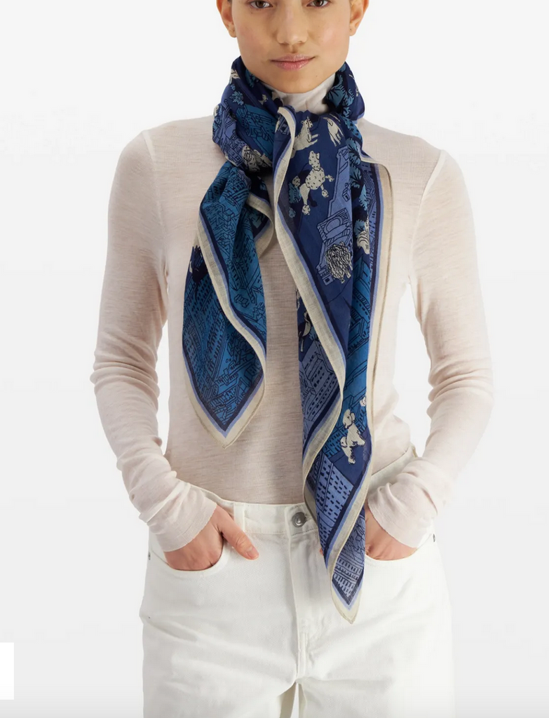 Square scarf central park blue