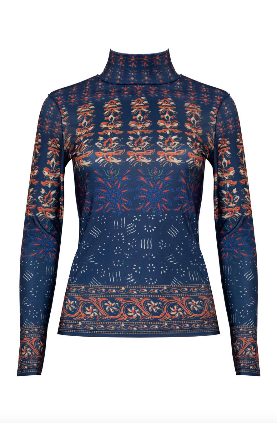 connor top essex border print navy