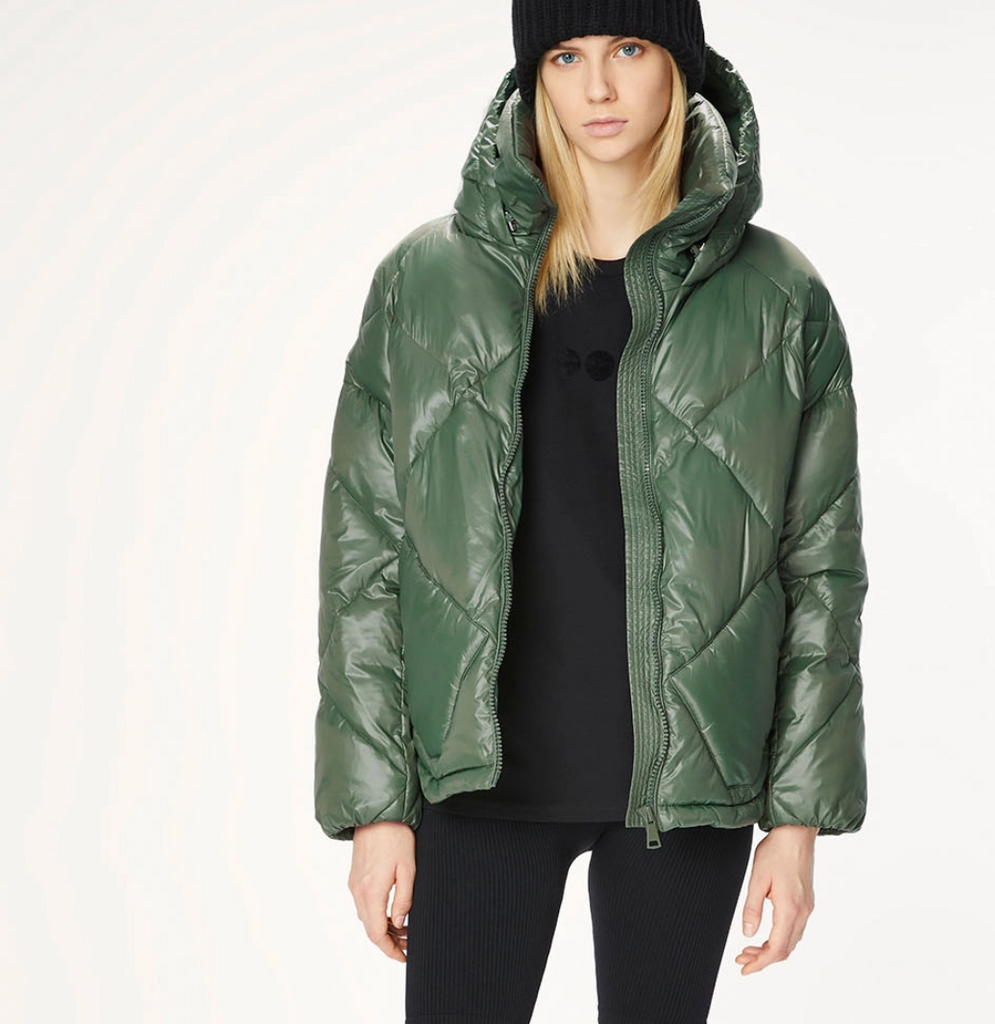 9000 quilted light nylon jacket moss green