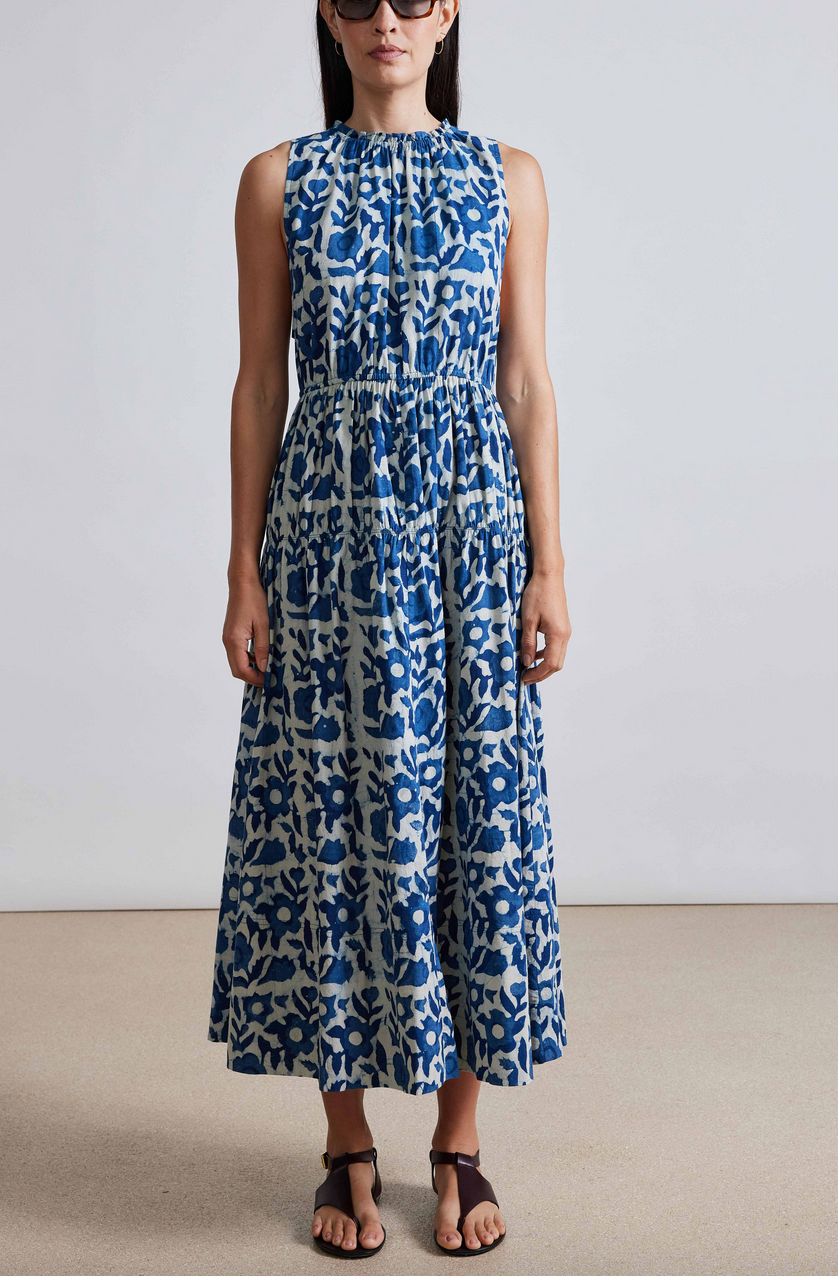 Arte tank dress dabu floral indigo