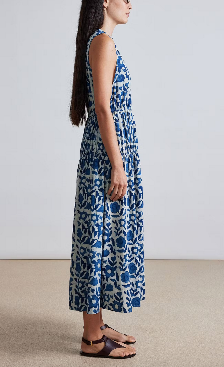 Arte tank dress dabu floral indigo