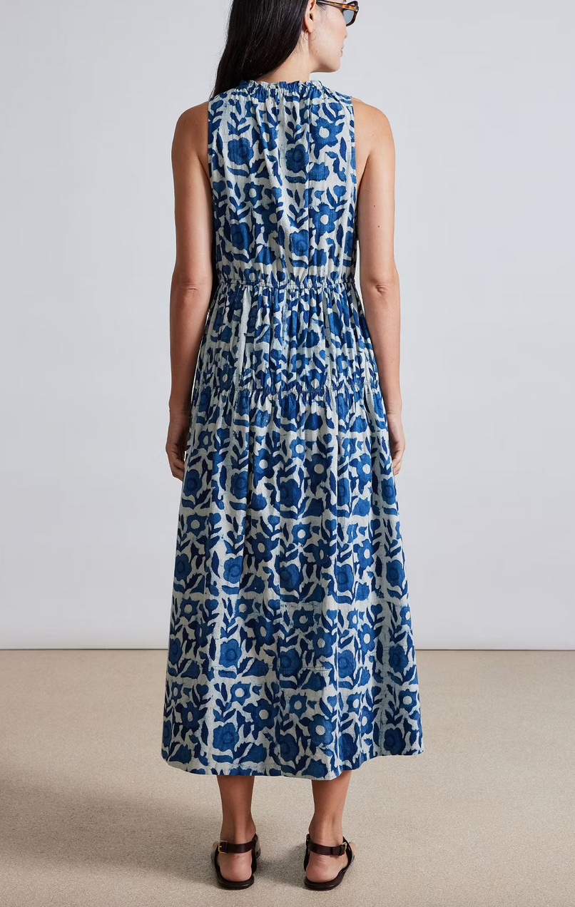 Arte tank dress dabu floral indigo