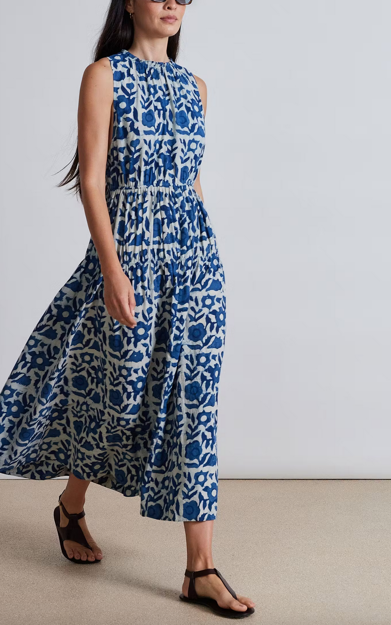 Arte tank dress dabu floral indigo