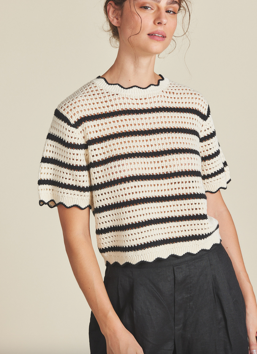 Jules sweater t-shirt antique white / black stripe