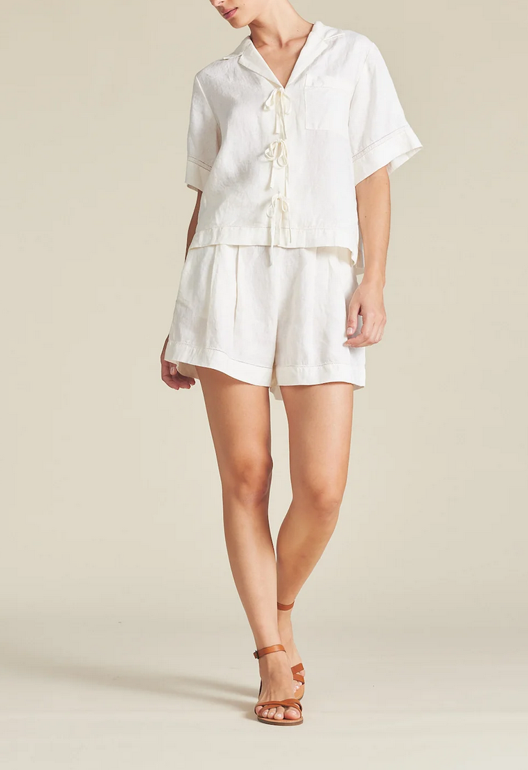 everett short ivory linen