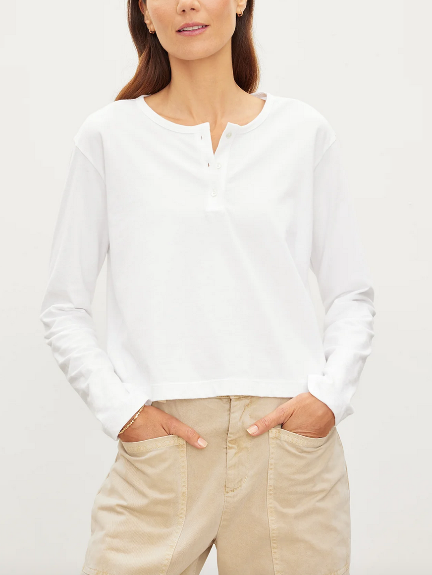 Deliah cropped henley white