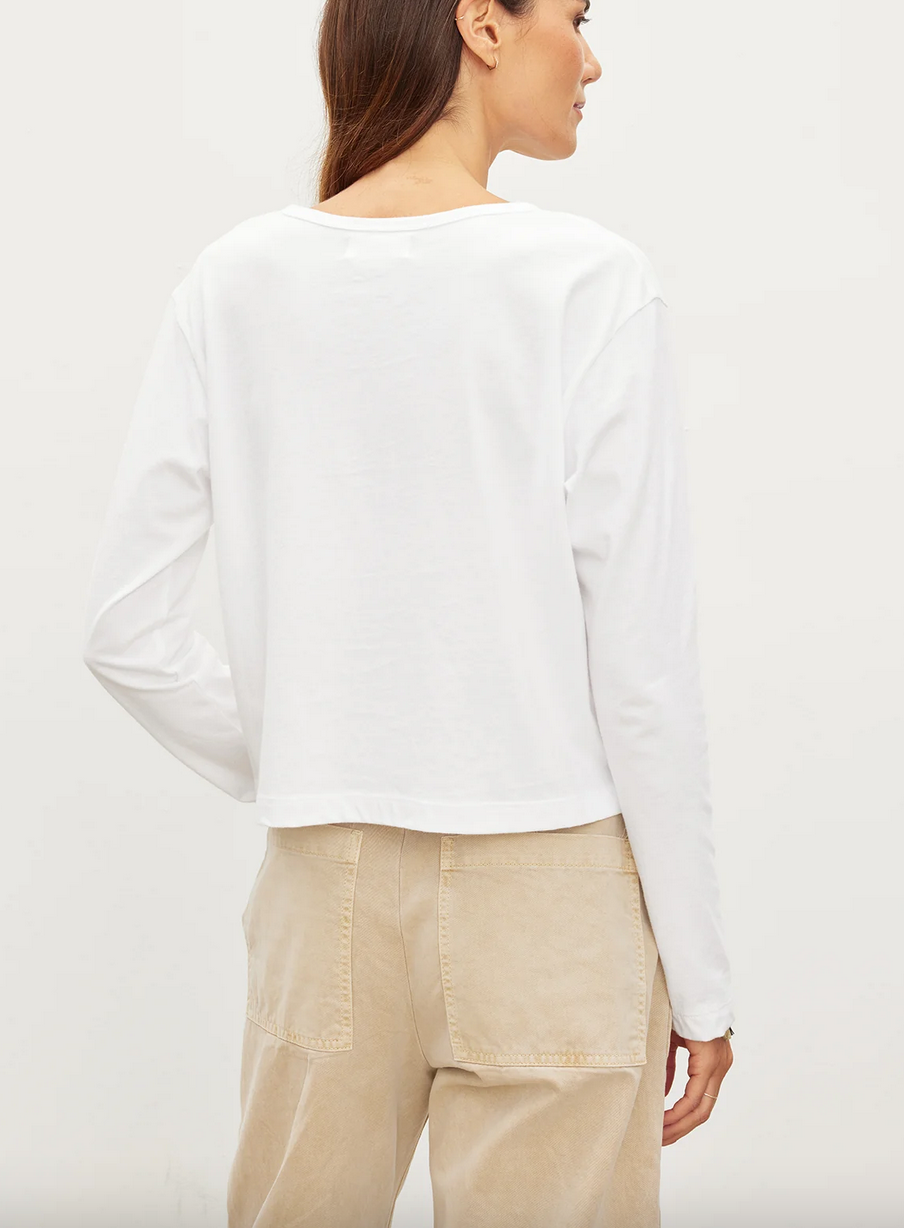 Deliah cropped henley white