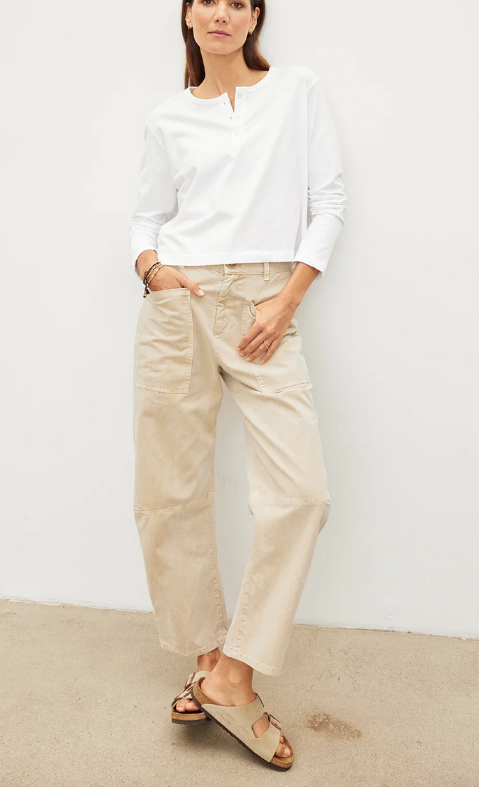 Deliah cropped henley white