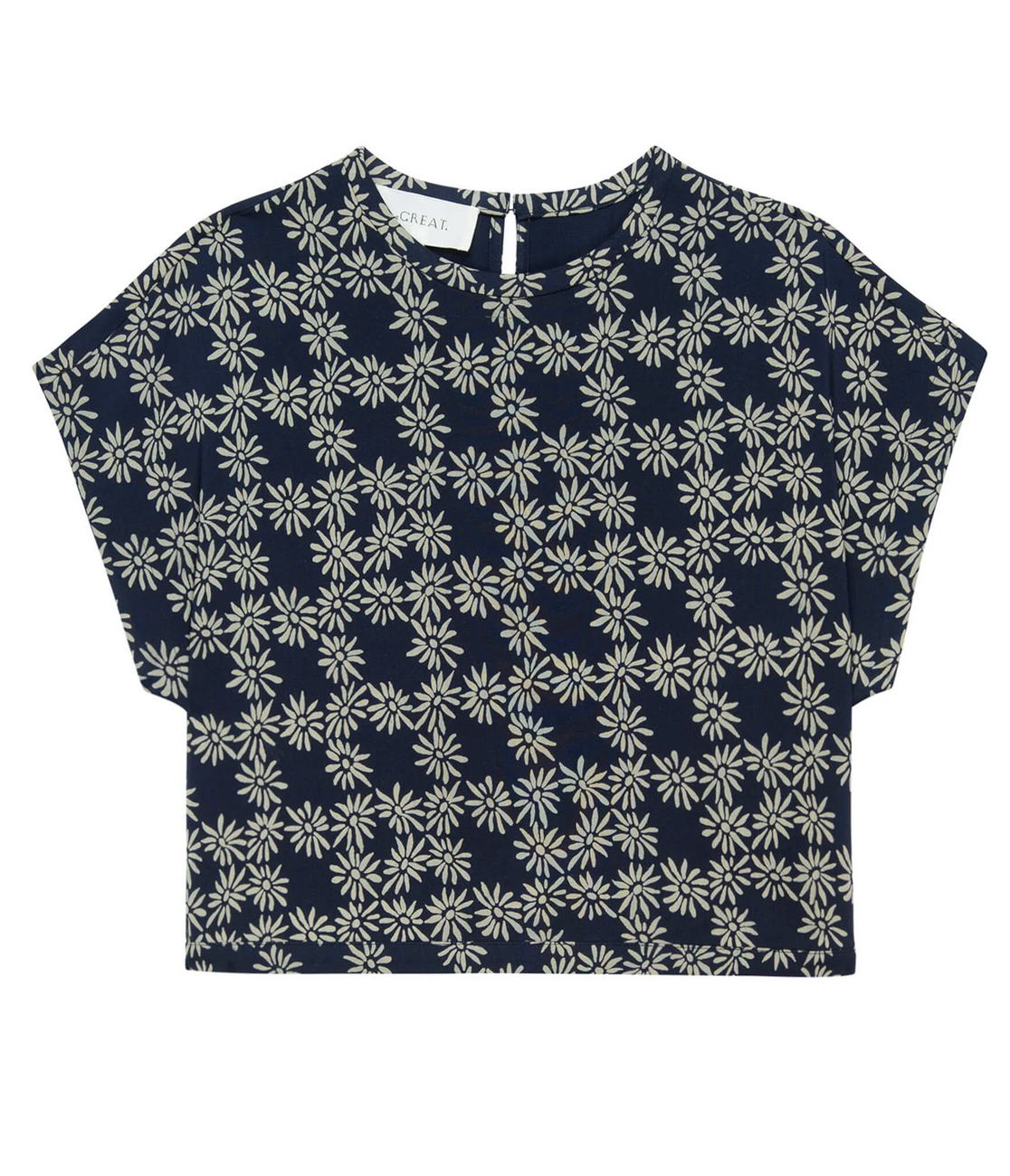 the wander top navy scattered daisy