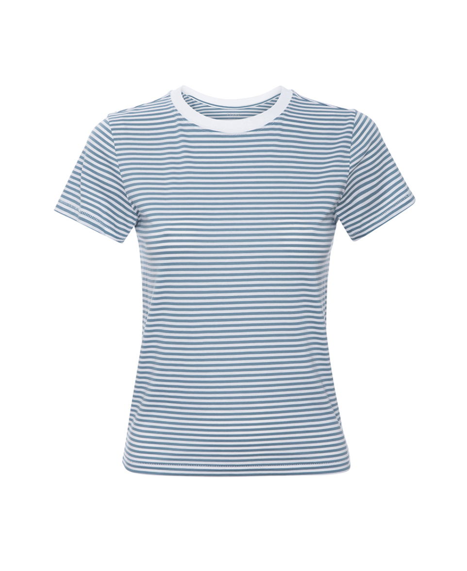 fitted crew tee sky blue stripe