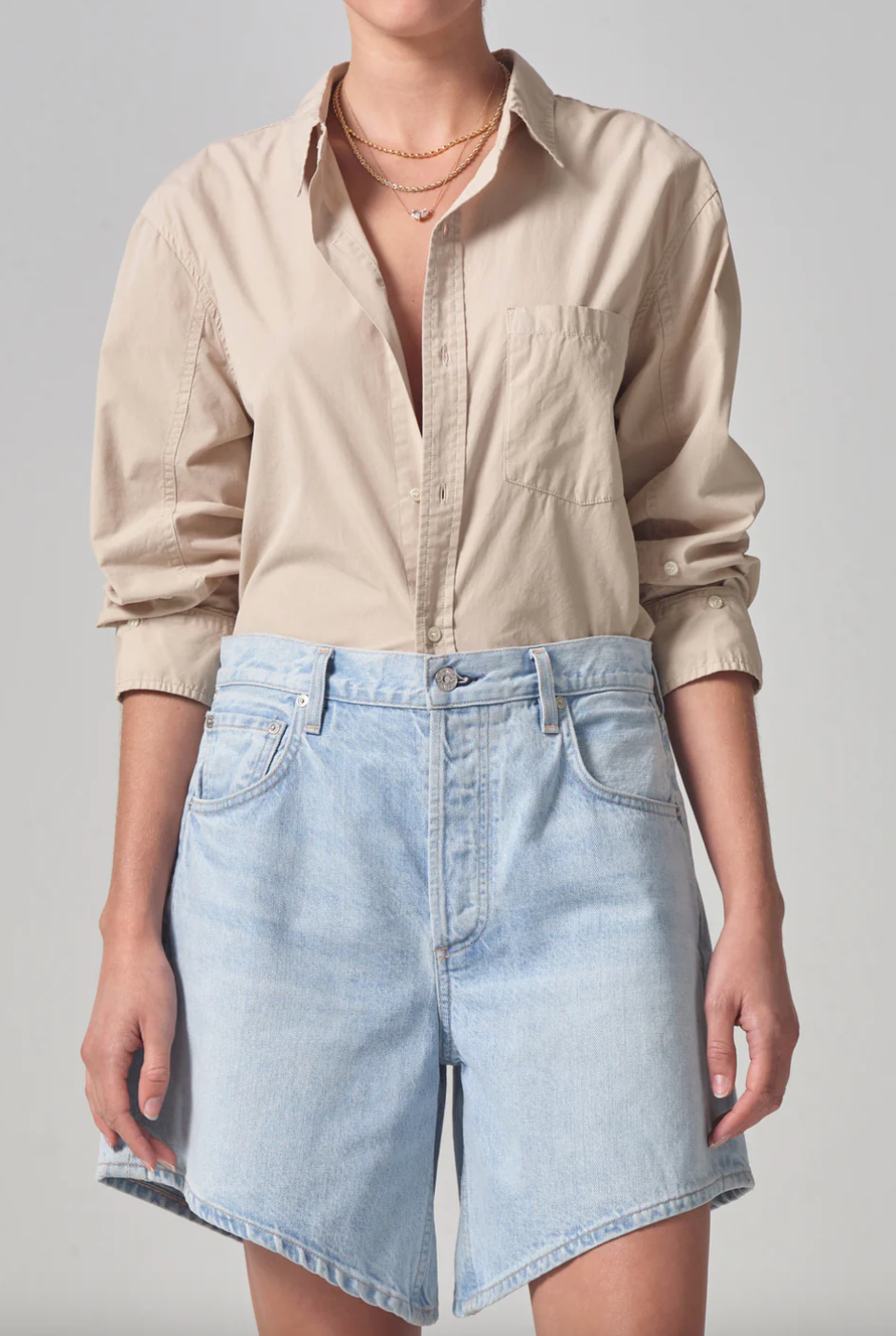 kayla shrunken shirt in taos sand