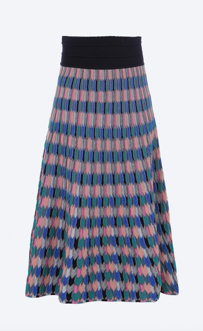 Toscane multicolored zellige knit skirt