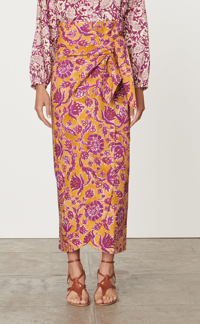 Nesly wrap skirt in safran