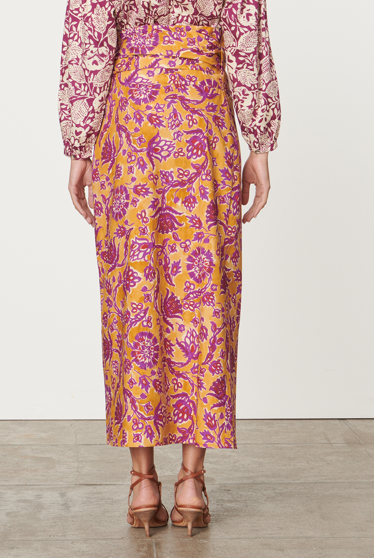 Nesly wrap skirt in safran
