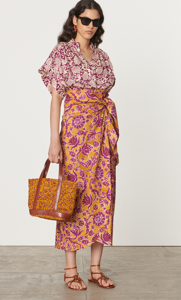 Nesly wrap skirt in safran