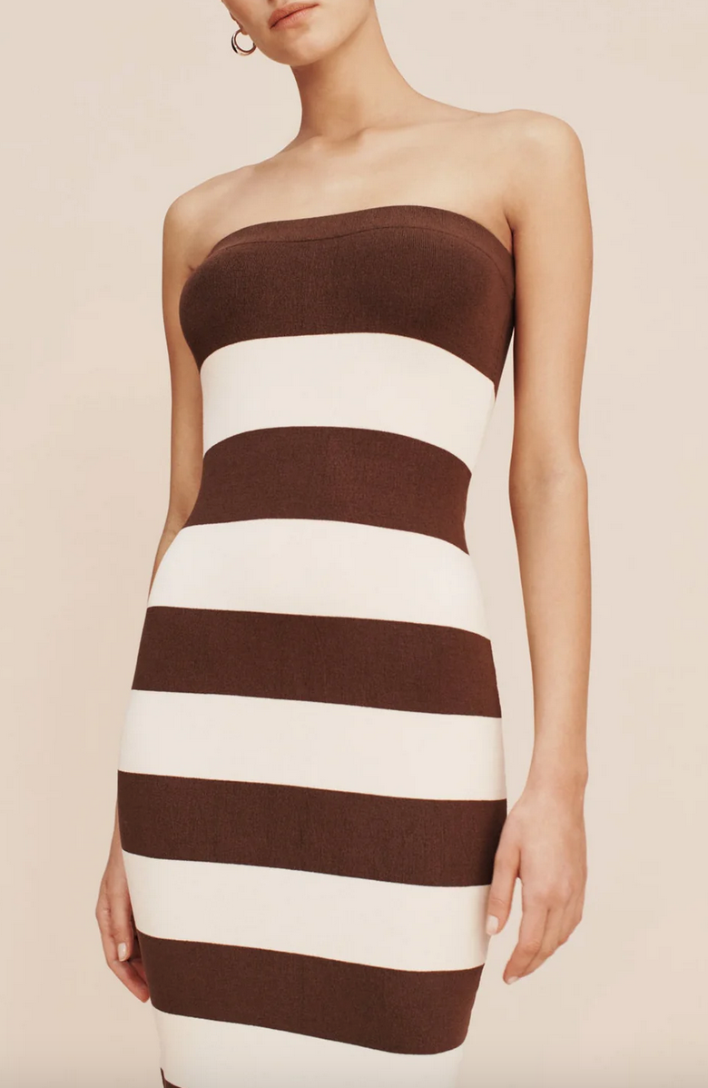 theo strapless dress chocolate cream