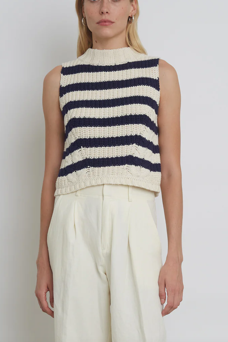 Lily stripe tank ivory &amp; navy stripe