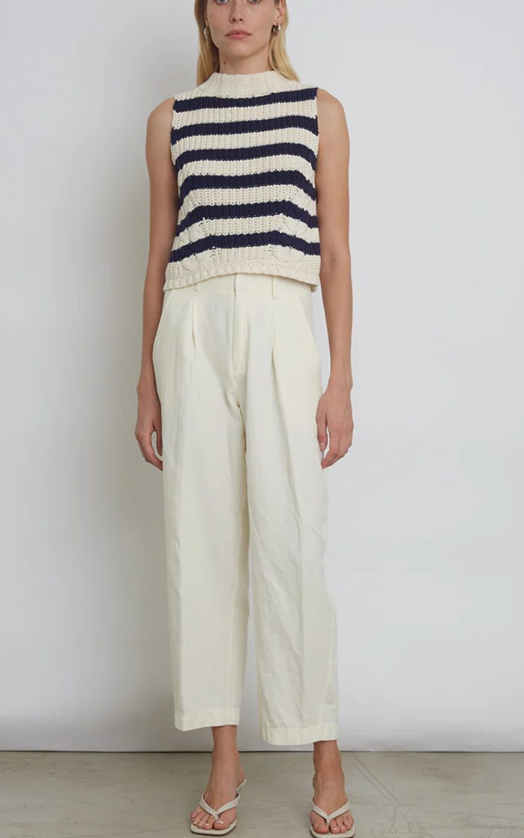 Lily stripe tank ivory & navy stripe