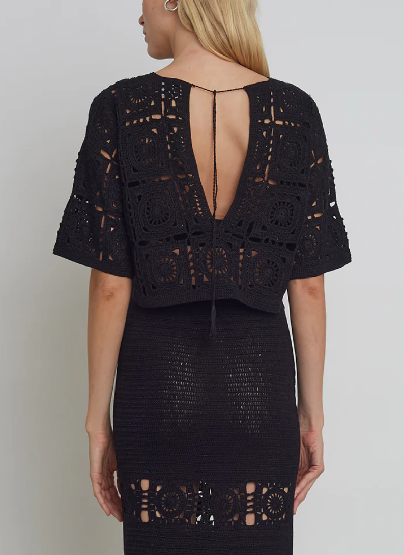 arden crochet top in black