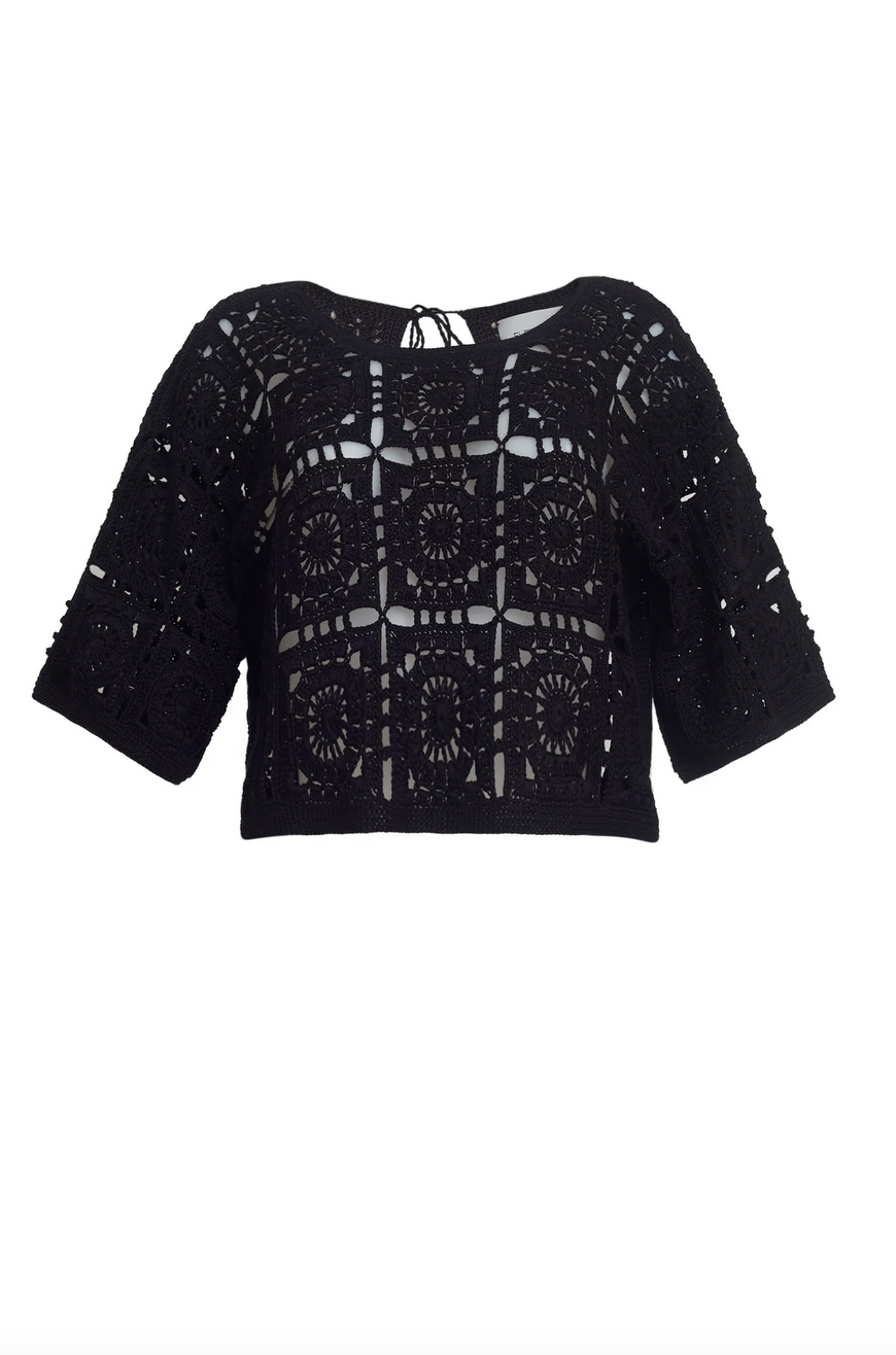 arden crochet top in black