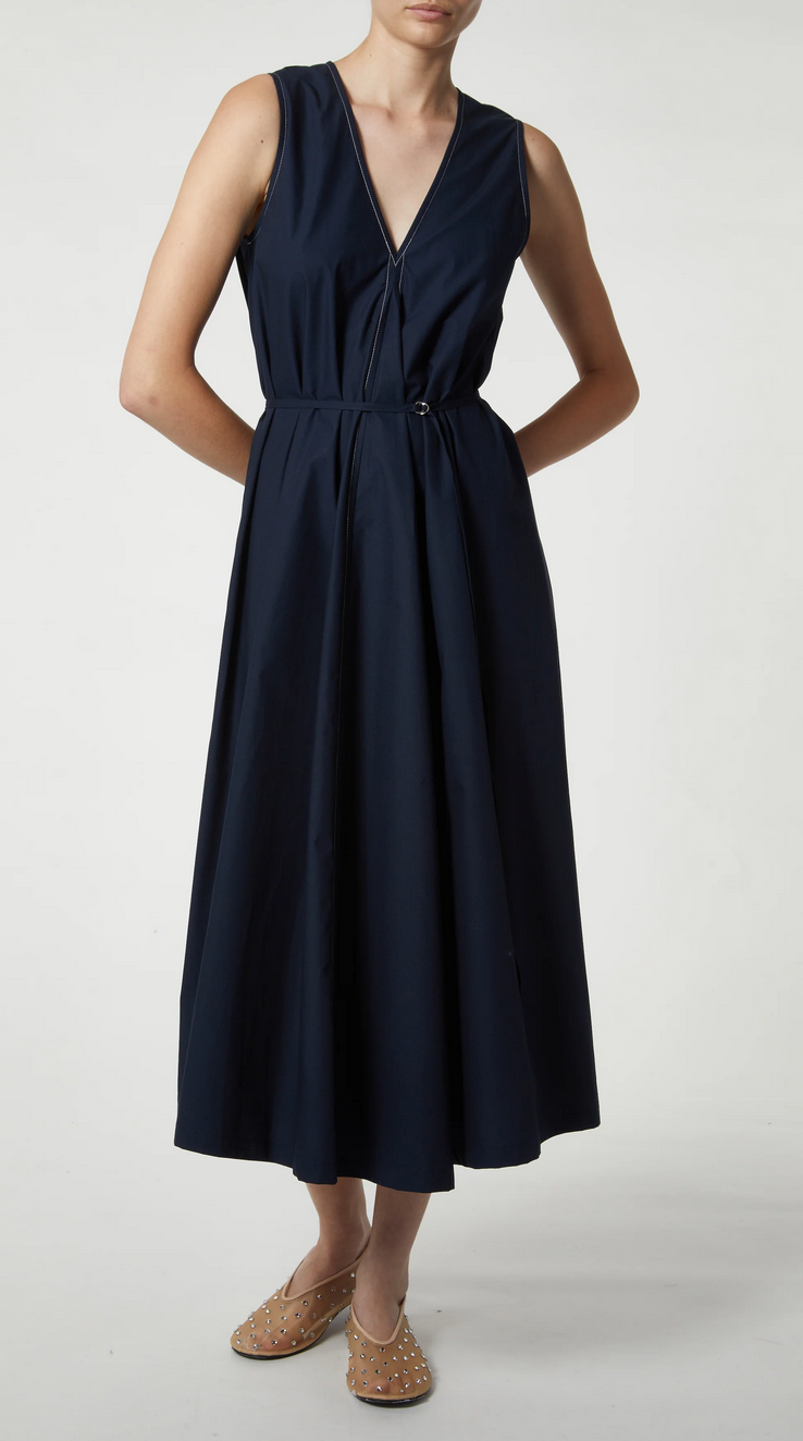 Dakota v-neck poplin dress navy