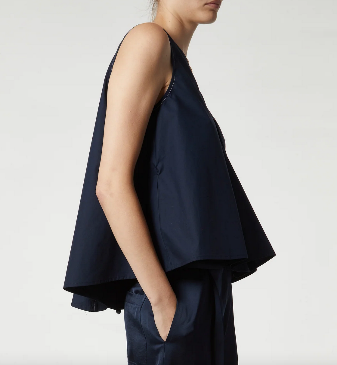 Katya v-neck poplin tie blouse