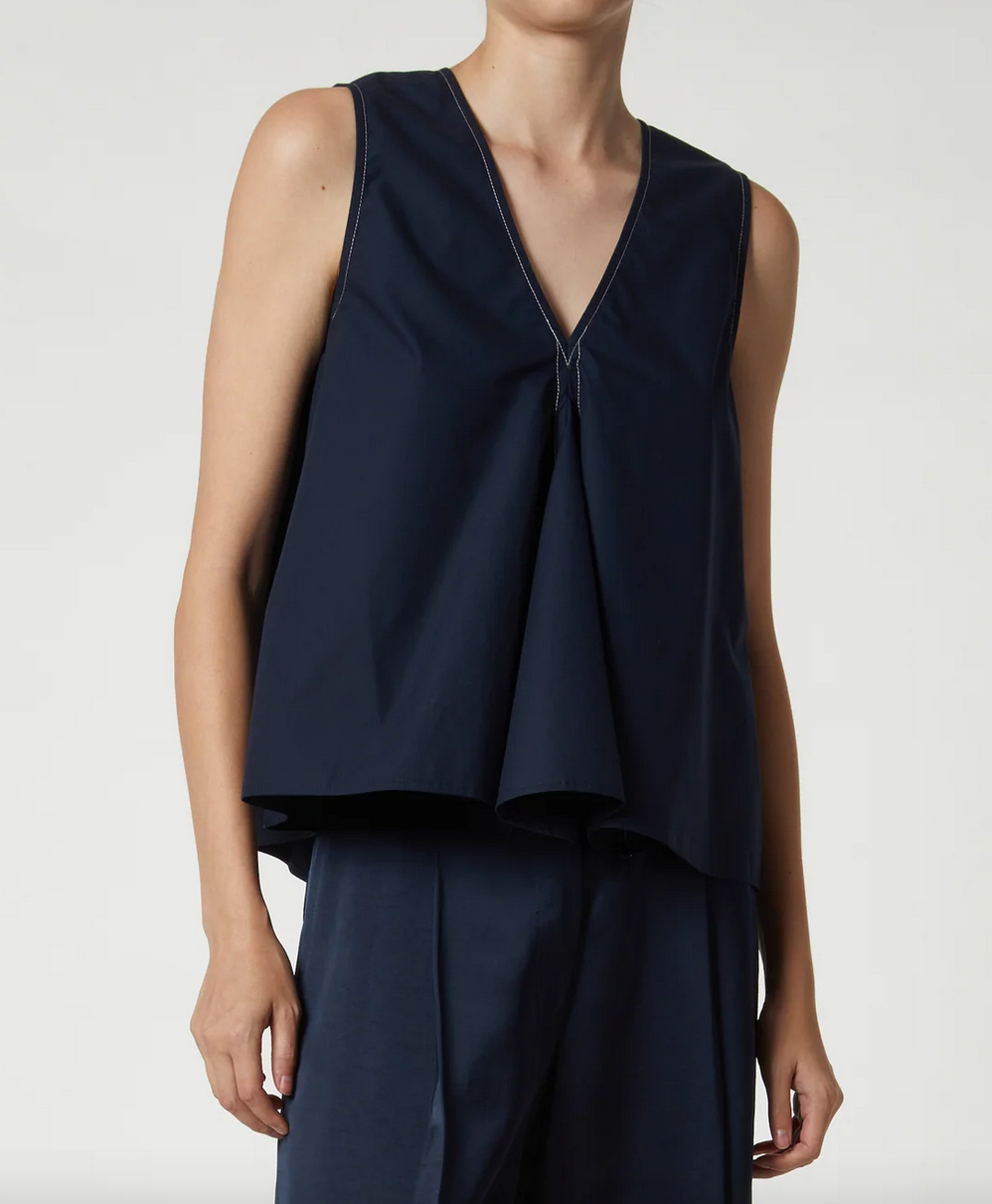 Katya v-neck poplin tie blouse