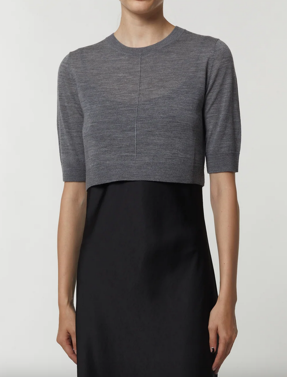 Norah cropped knit in heather grey