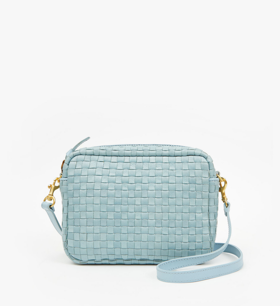 midi sac sunbleached sky blue woven checker