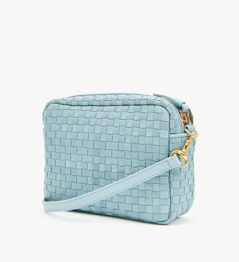 midi sac sunbleached sky blue woven checker
