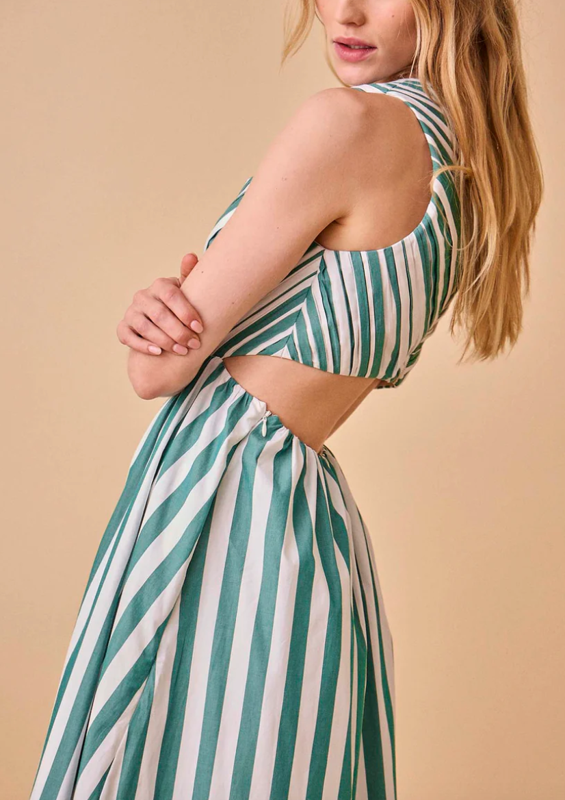 Kathleen dress emerald stripe