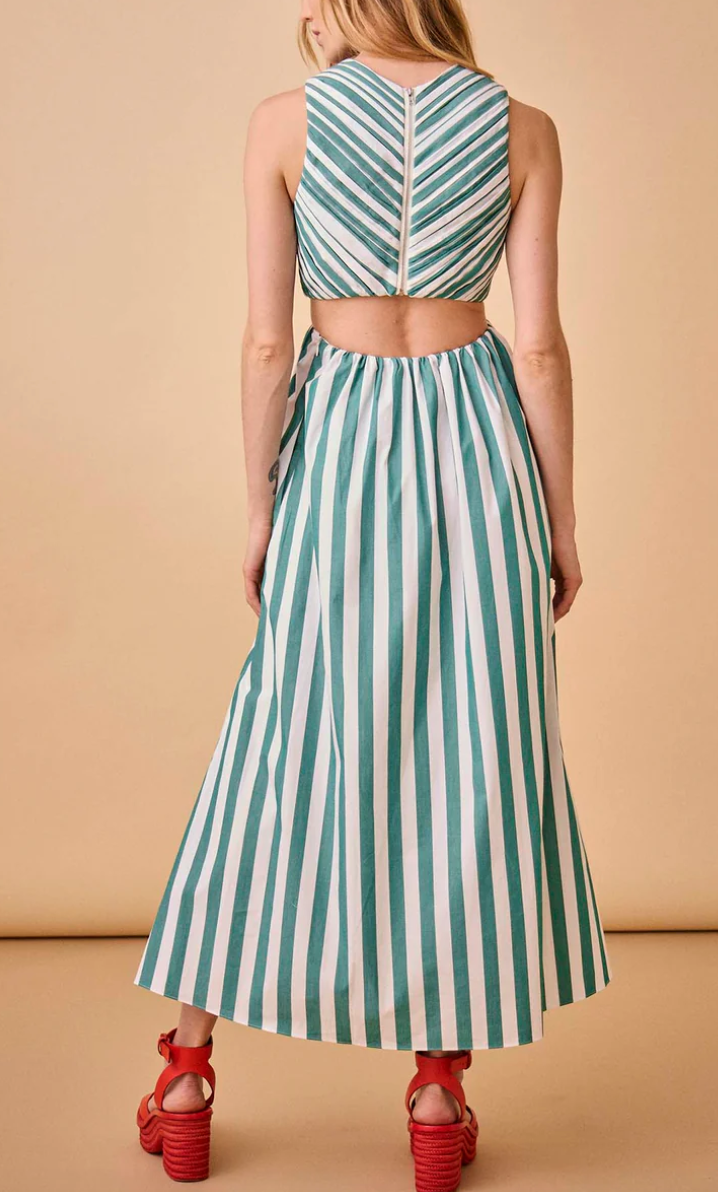 Kathleen dress emerald stripe