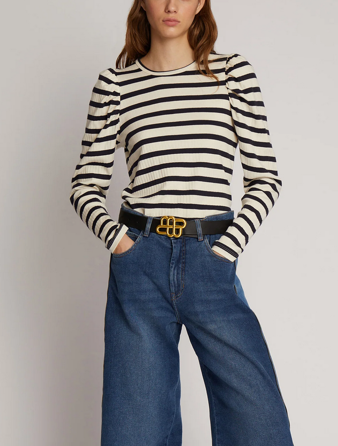 Opollo top navy stripe