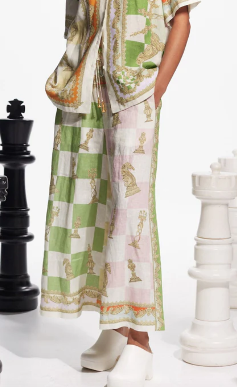 Checkmate linen pant