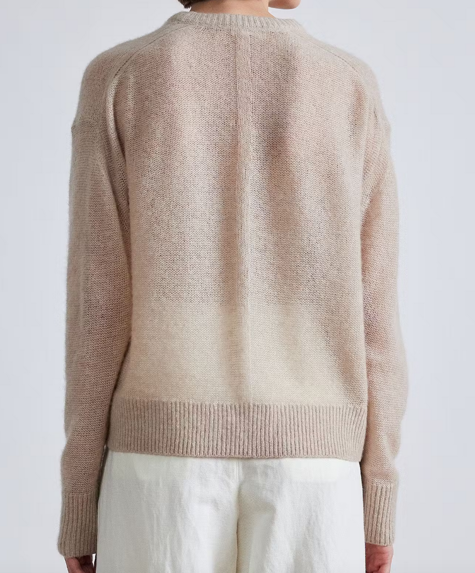 softest tissue weight sweater in sand
