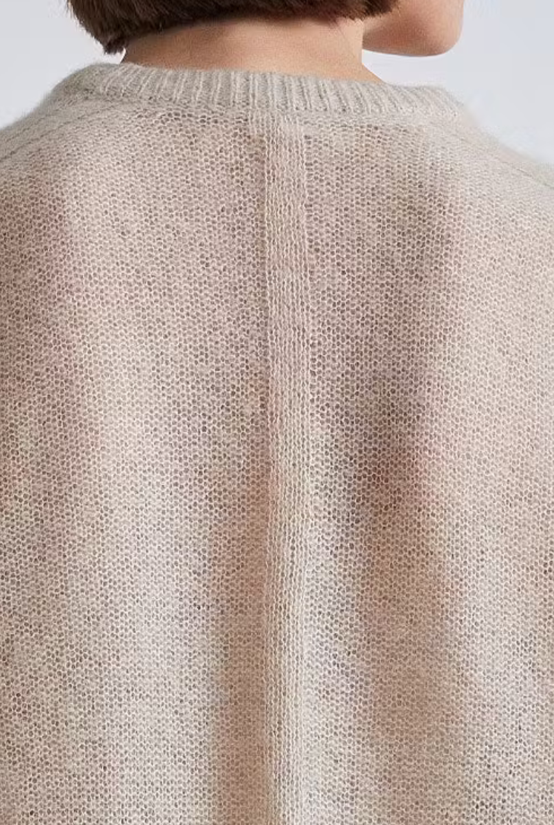 softest tissue weight sweater in sand