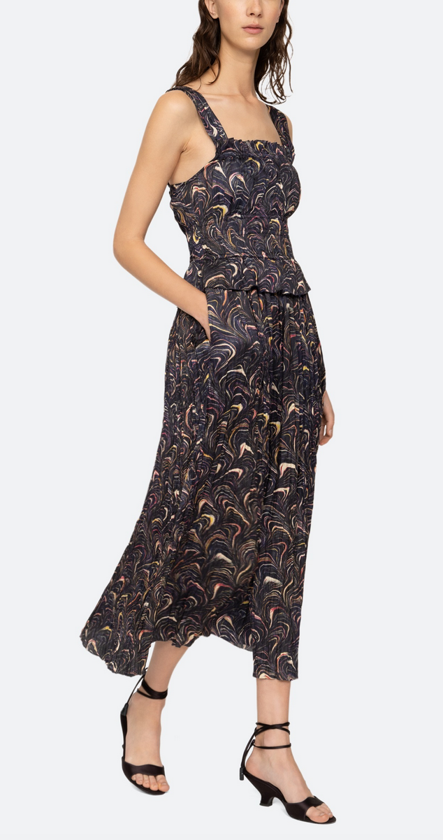 Amara ruched dress in navy